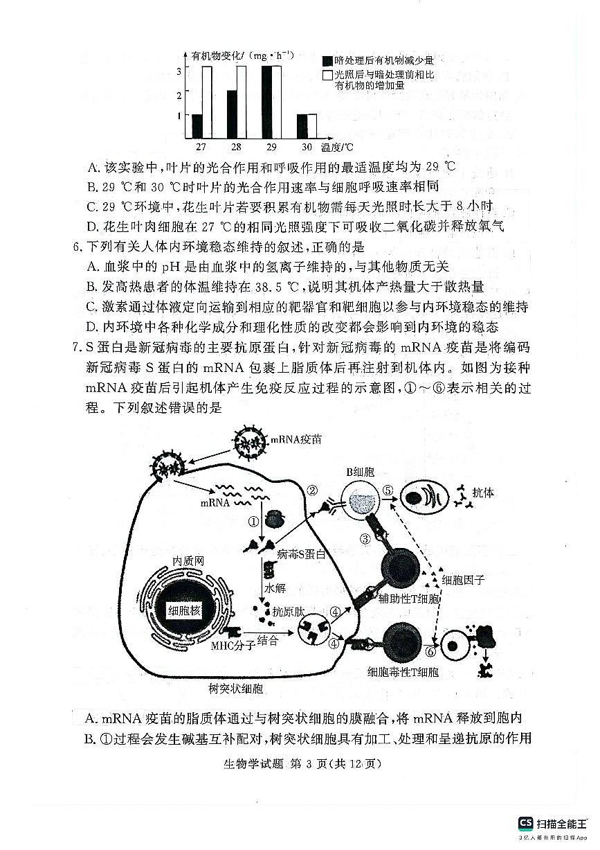 河南湘豫名校2024-2025学年高三上学期9月新高考适应性调研考试生物试卷（含答案）第3页