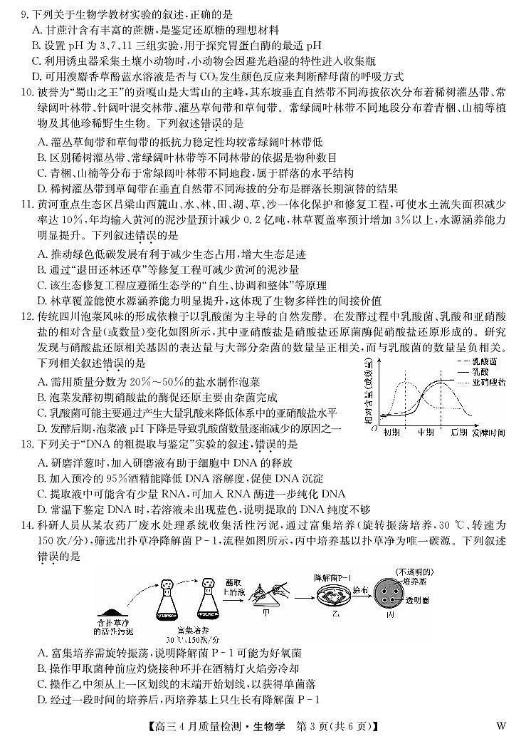生物-4月质量检测（W）第3页
