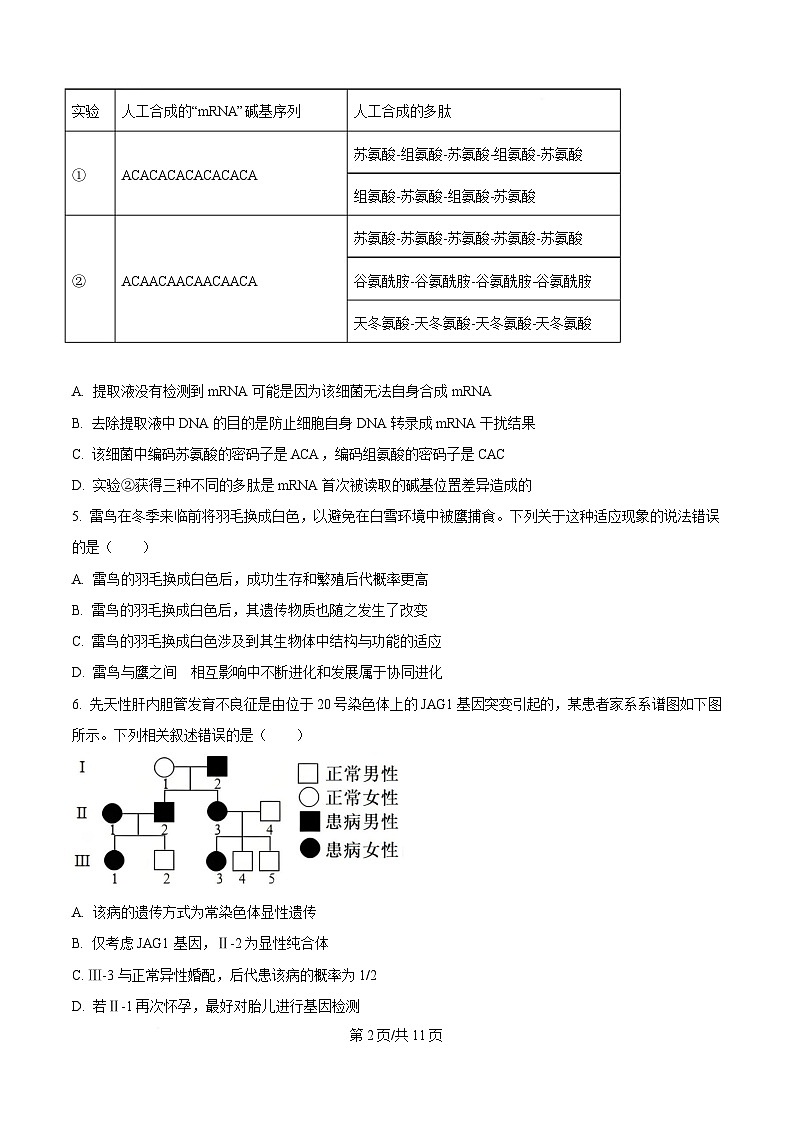 2025年江西省南昌市高三下学期二模生物考试题（原卷版）第2页