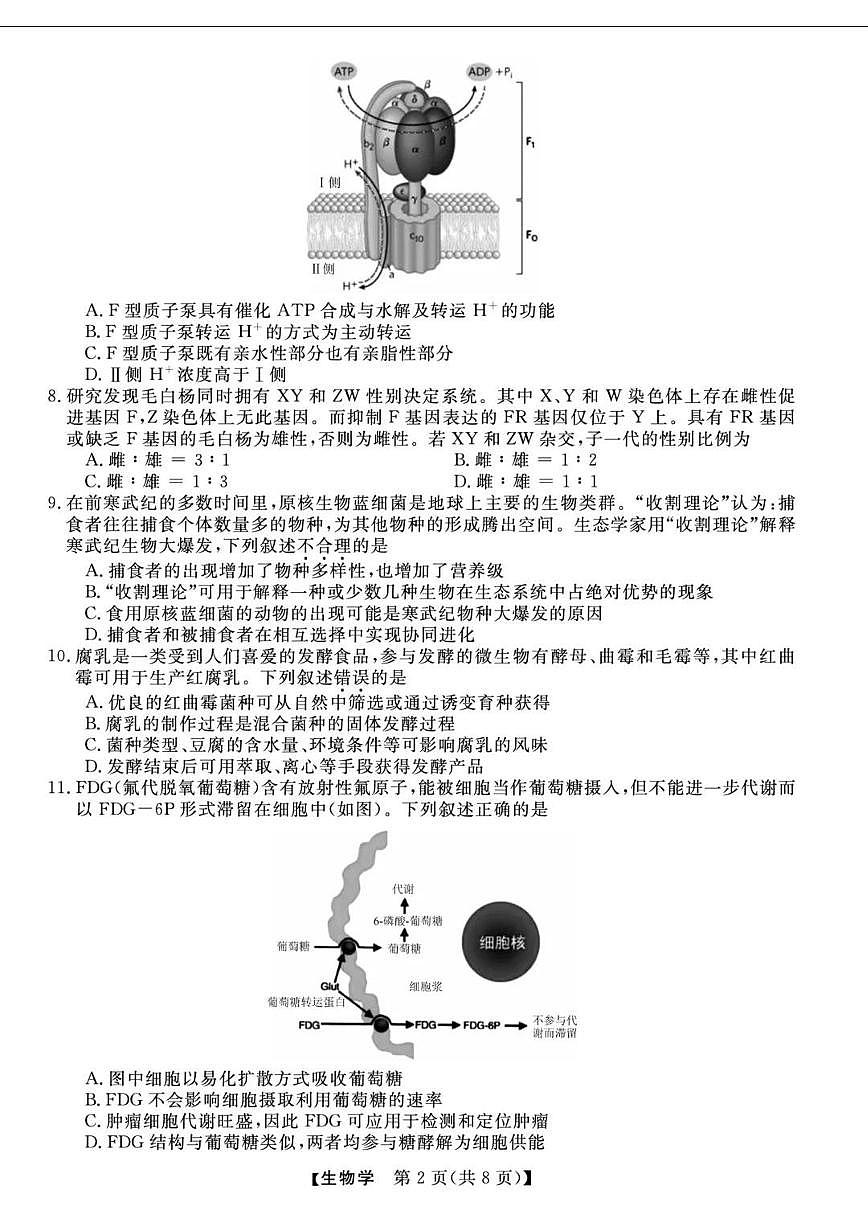 浙江省强基联盟2025届高三下学期5月联考生物试卷（含答案）含答案解析第2页