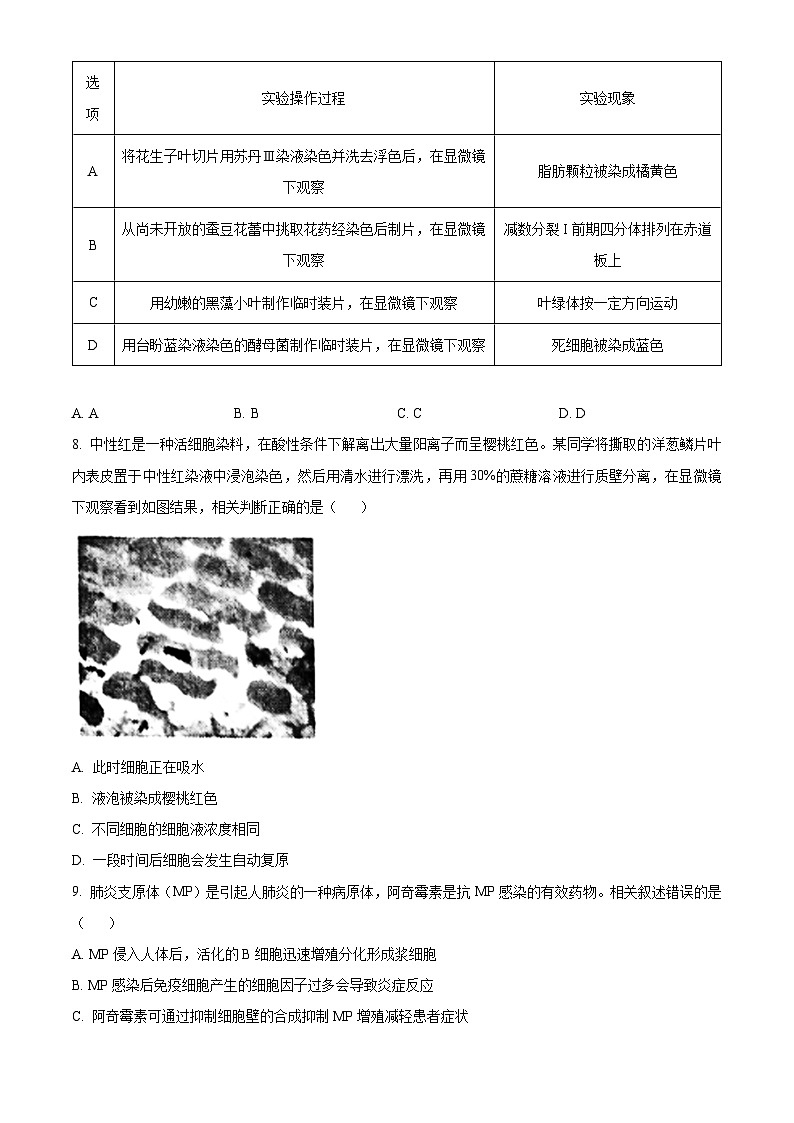2024届江苏省南通市高三第一次调研测试生物试题（原卷版）第3页