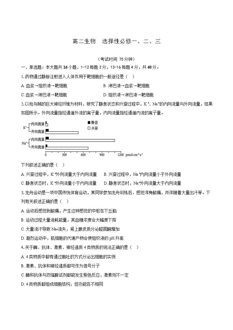 福建省莆田第一中学2024-2025学年高二下学期期中考试生物试卷（Word版附答案）第1页