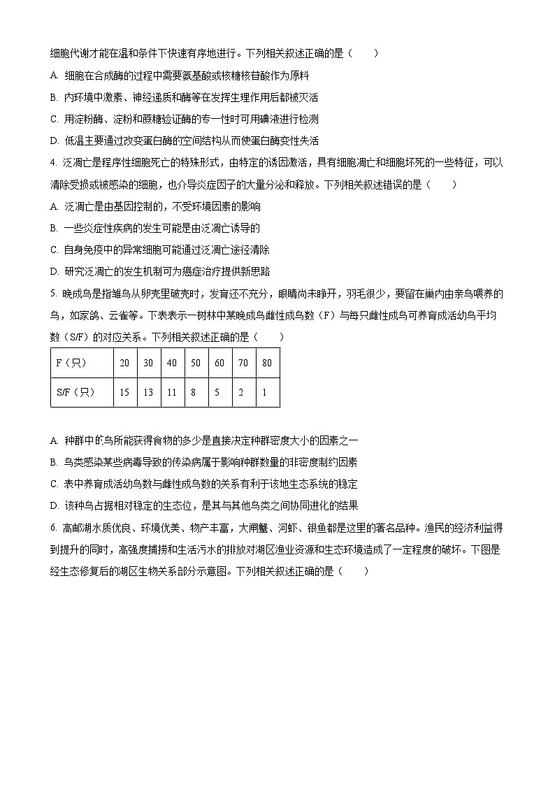 2025届安徽省滁州市高三二模生物试题（原卷版+解析版）（高考模拟）第2页