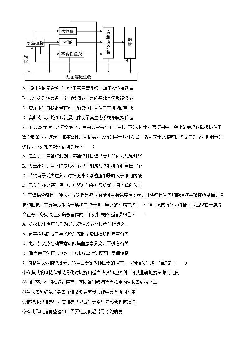 2025届安徽省滁州市高三二模生物试题（原卷版+解析版）（高考模拟）第3页