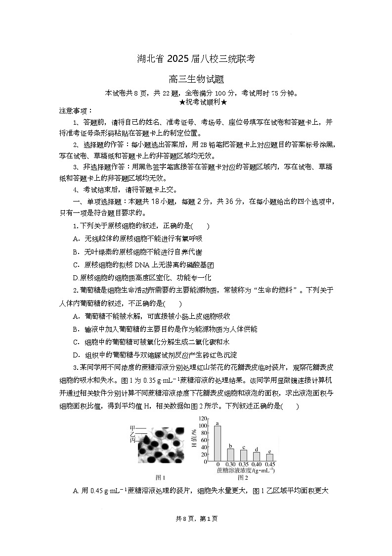 高三生物试题考试板第1页