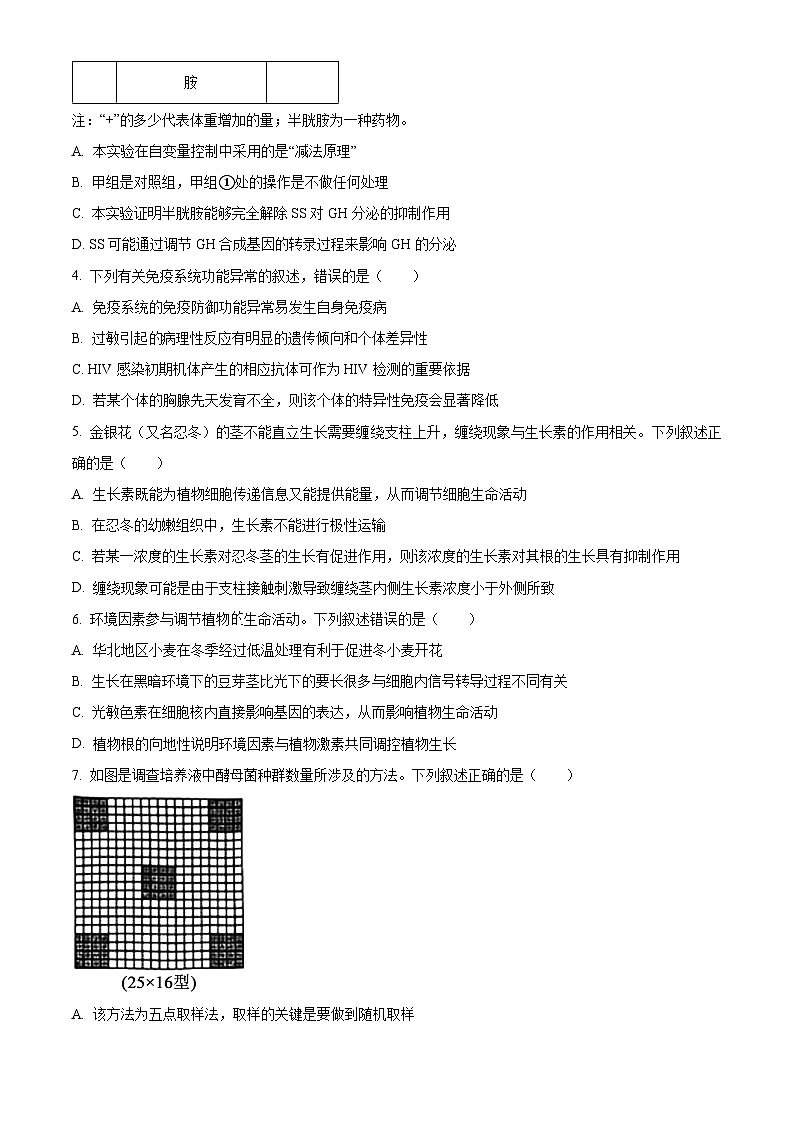 江西省多校2024—2025学年高二下学期3月份质量检测生物试卷（原卷版+解析版）第2页