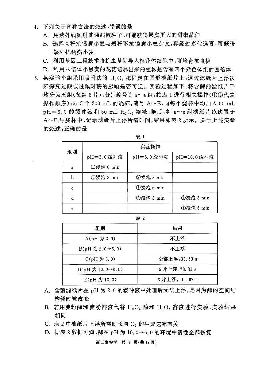 辽宁点石联考2025届高三5月份联合考试-生物试卷第2页