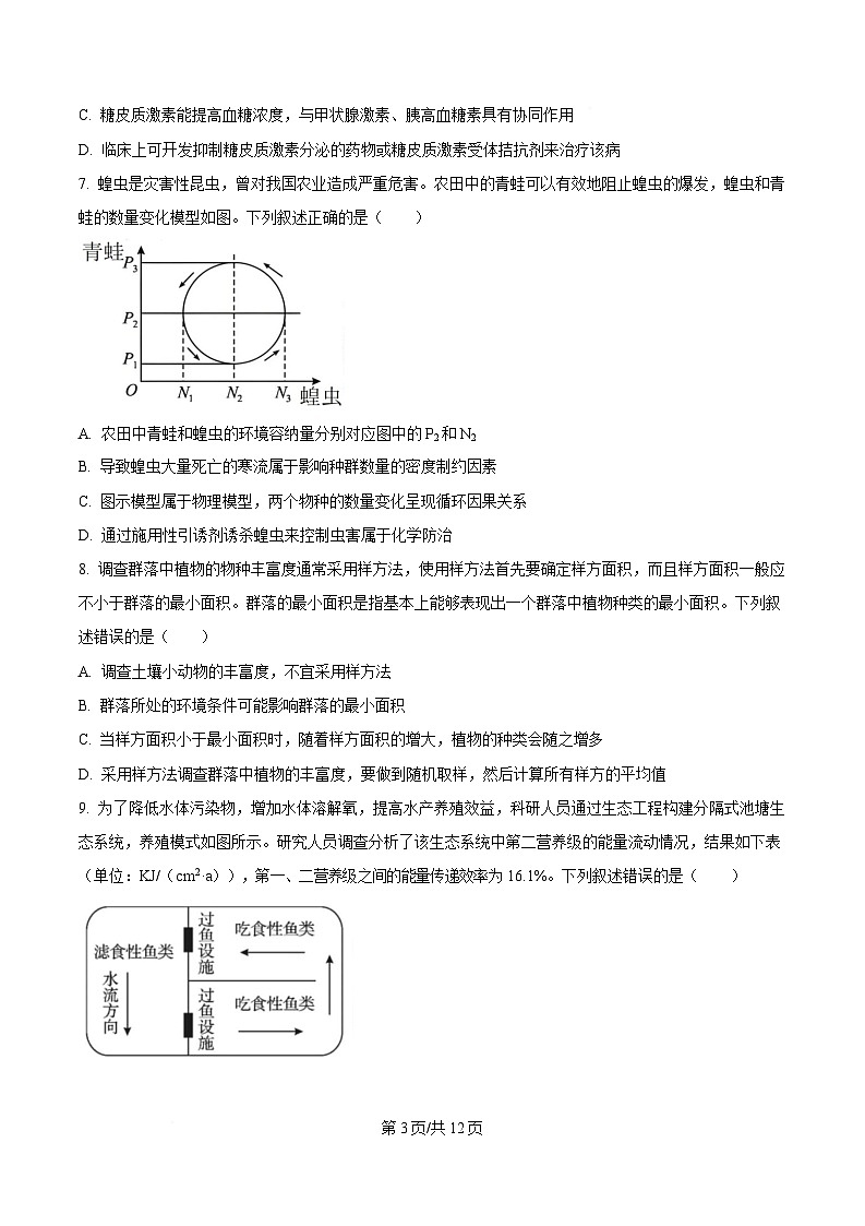 湖北省2025届（第十届）高三下学期4月调研模拟考试生物试卷  含答案第3页