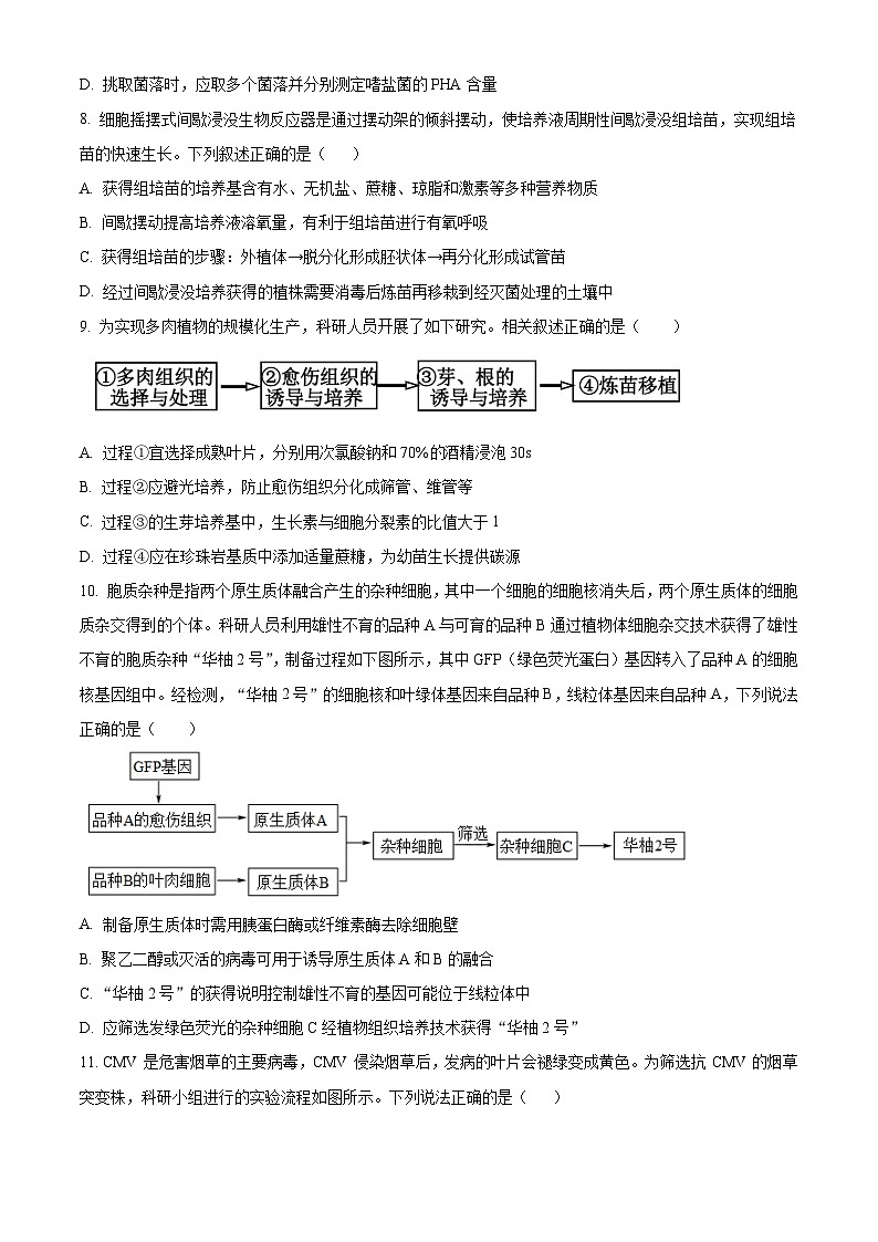山东省实验中学2024—2025学年高二下学期3月考试生物试题（原卷版+解析版）第3页