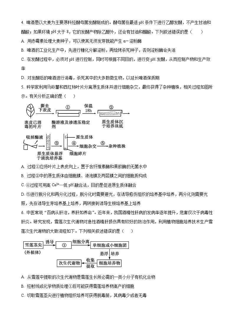 山东省枣庄市滕州市第一中学2024-2025学年高二下学期3月月考生物试题（原卷版+解析版）第2页