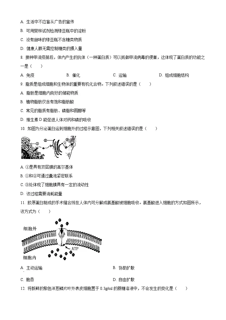 陕西省柞水中学2024-2025学年高一下学期3月月考生物试题（原卷版+解析版）第2页