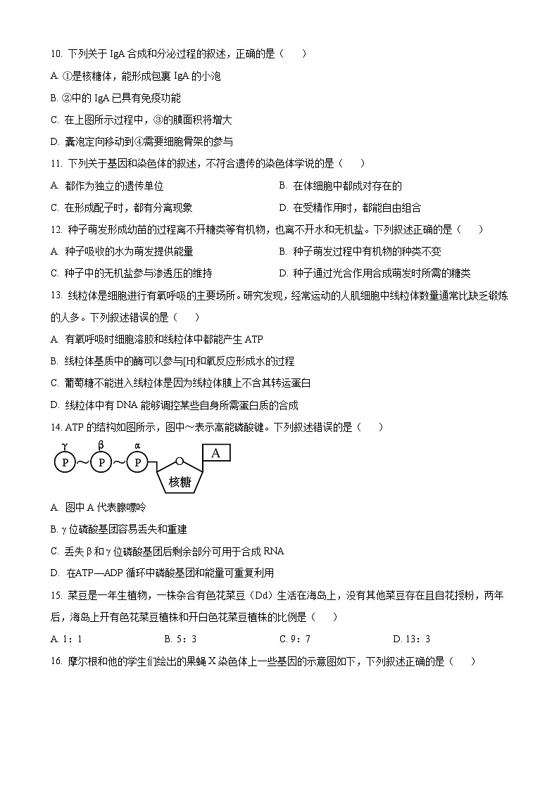 浙江省强基联盟2024-2025学年高一下学期3月月考生物试题（原卷版+解析版）第3页