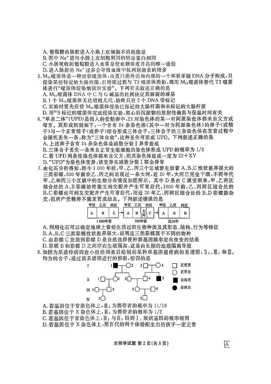2025年衡水金卷高三下学期5月生物试题及答案第2页