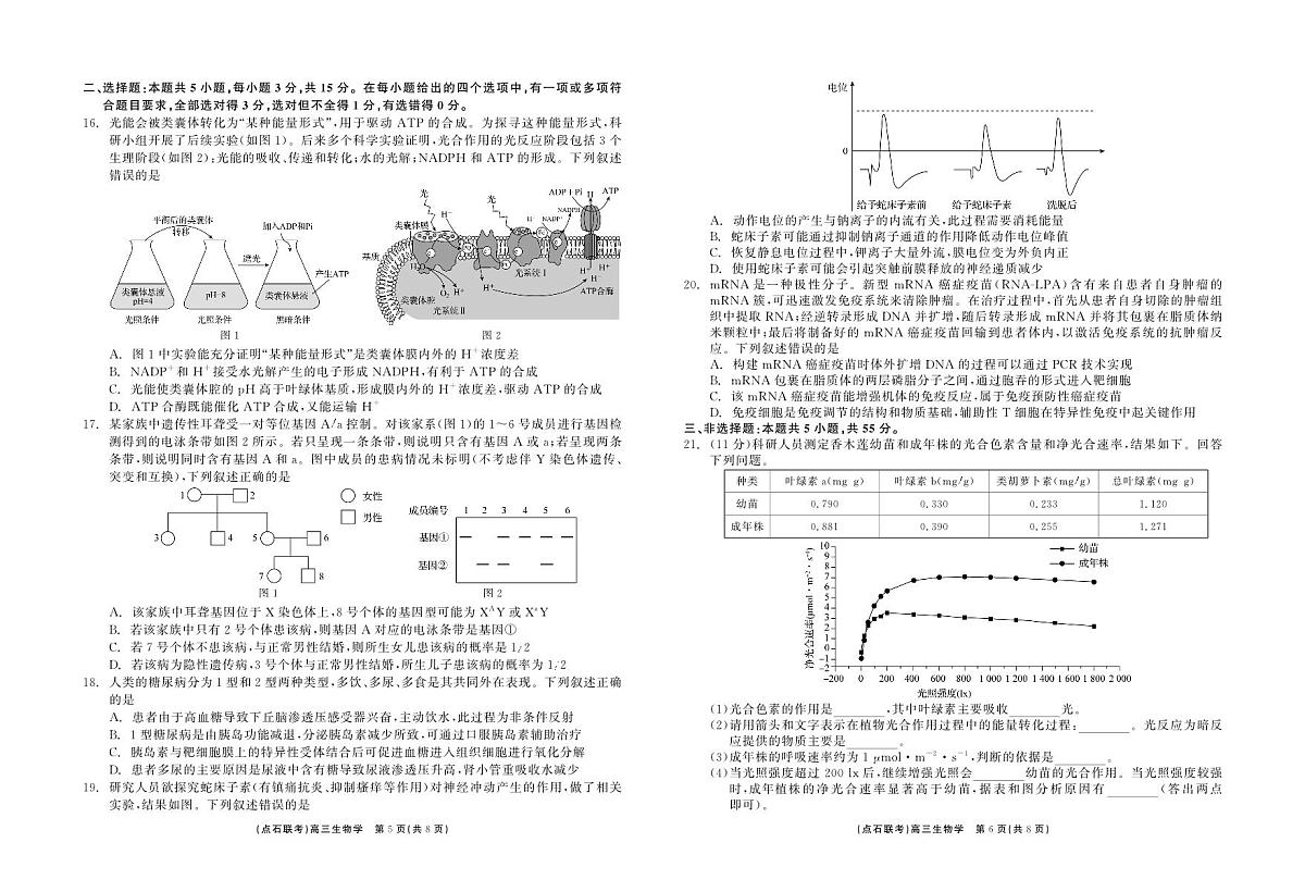 东三省2024-2025学年高三上学期12月联考调研测试 生物试卷（含答案）第3页