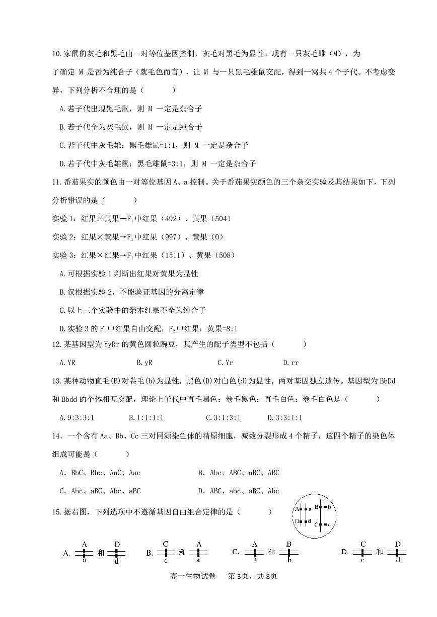 广东省深圳市坪山区聚龙科学中学2024-2025学年高一下学期第二次段考生物试题第3页