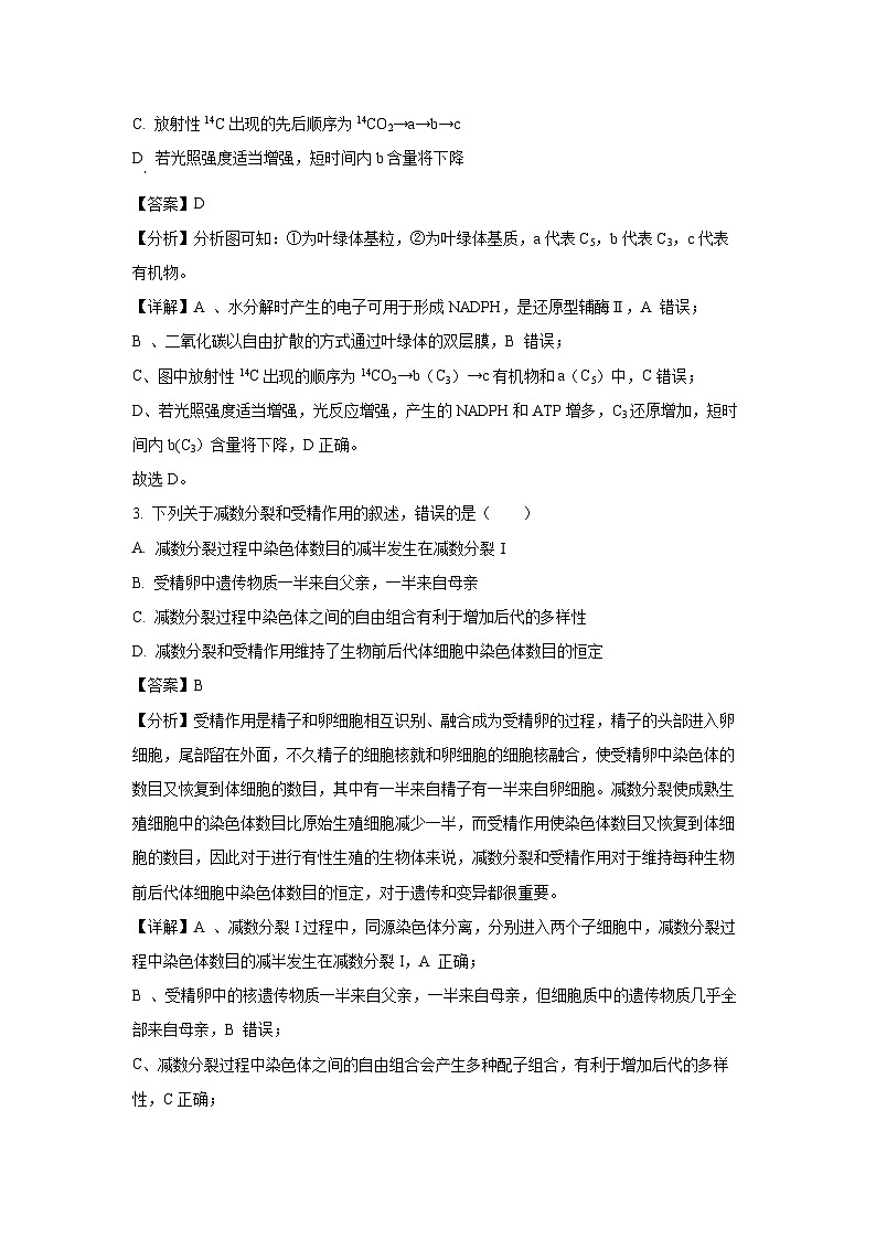 重庆市主城区七校2023-2024学年高一下学期期末考试生物试题（解析版）第2页