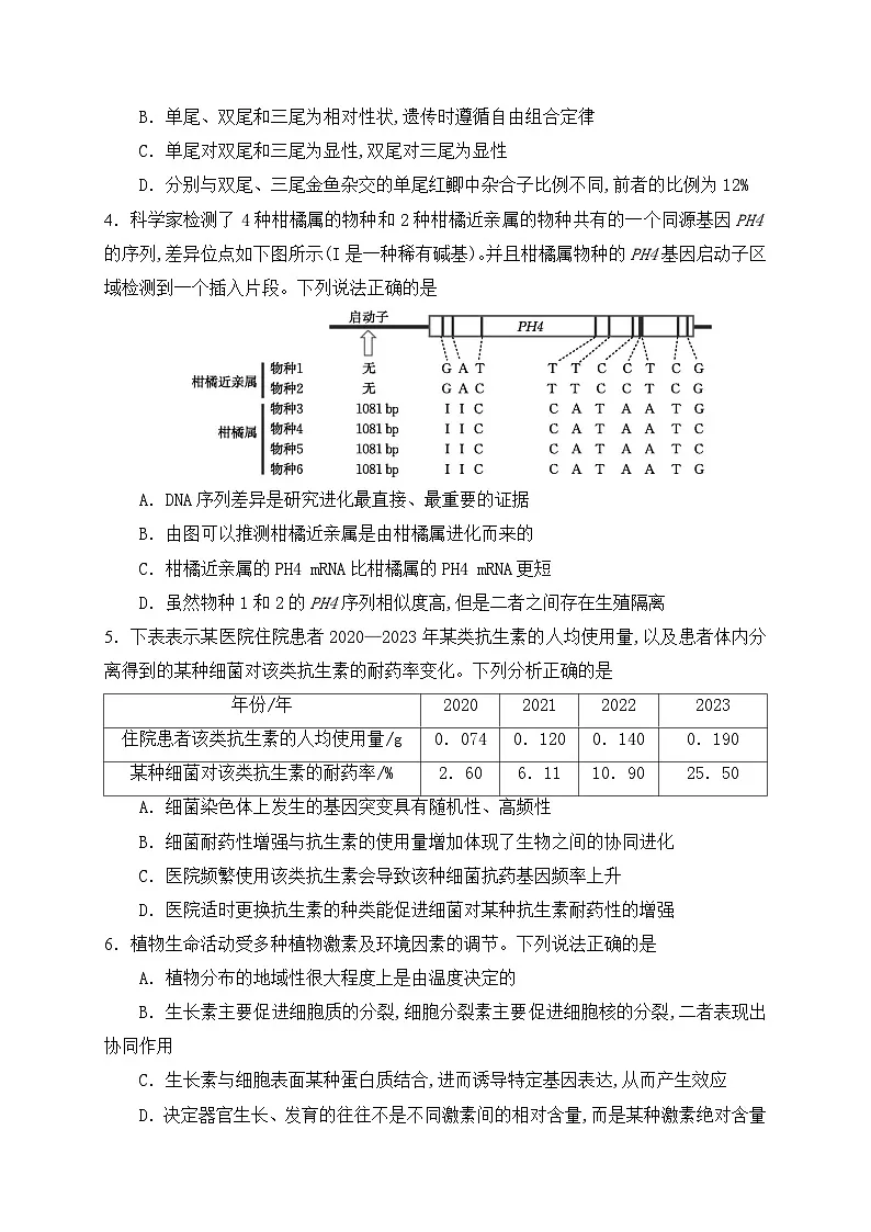 2025年广东省普通高中学业水平选择性考试生物模拟卷一（高考模拟）第2页