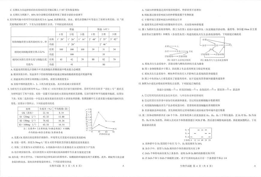 生物丨山西省三重教育2025届高三下学期5月押题考试（太原三模）试卷及答案第2页