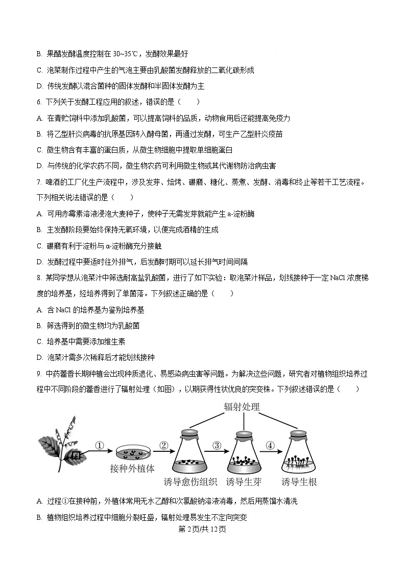 黑龙江省牡丹江市爱民区牡丹江市第一高级中学2024-2025学年高二下学期3月月考生物试题（原卷版）第2页