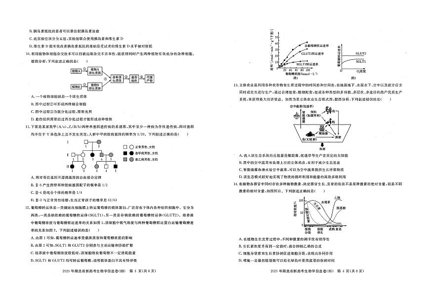 湖北省2025届高三高考模拟新高考信息卷（四）-生物试题+答案第2页