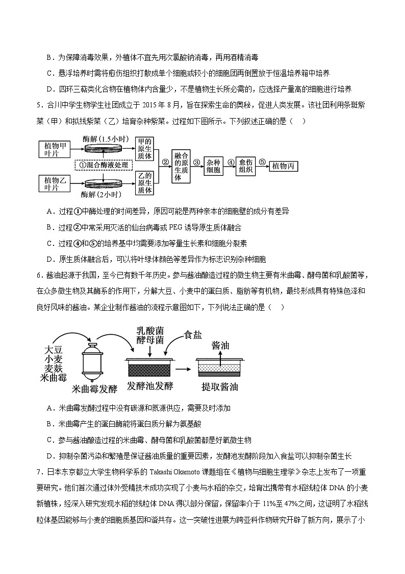 重庆市七校联考2024-2025学年高二下学期4月期中考试生物试卷（Word版附答案）第2页