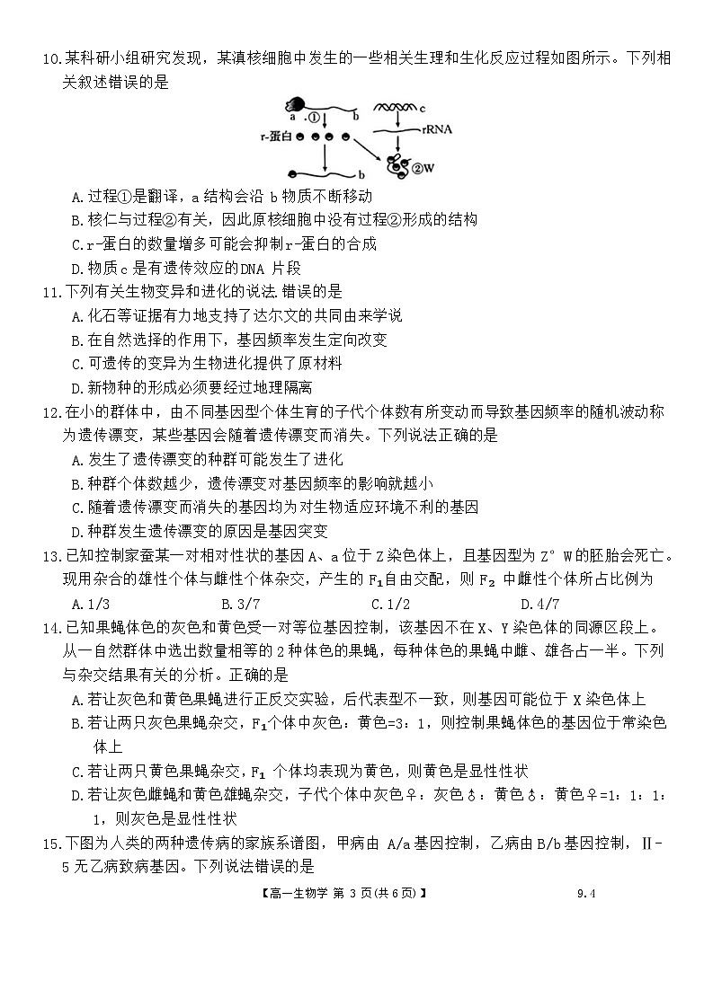广东省云浮市2023-2024学年高一下学期期末考试生物试题第3页