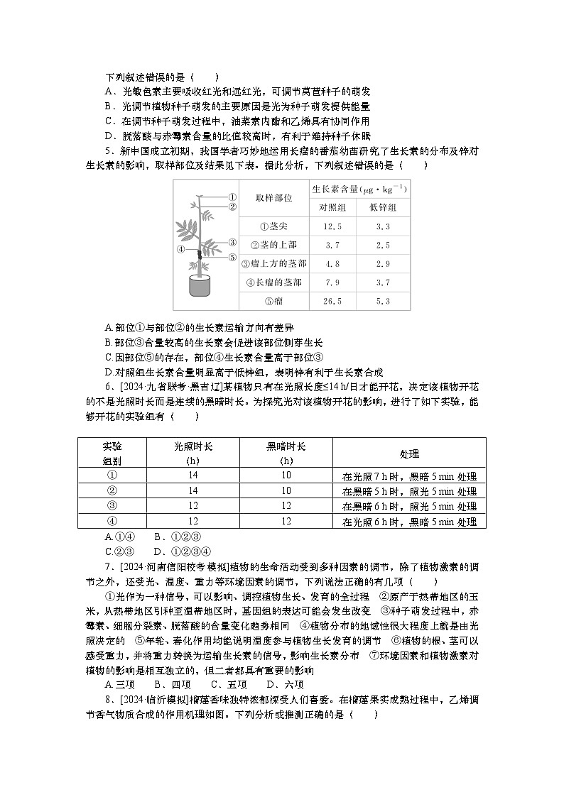 2025届高考生物学一轮复习检测练习32　植物的激素调节（二）（含解析）第2页