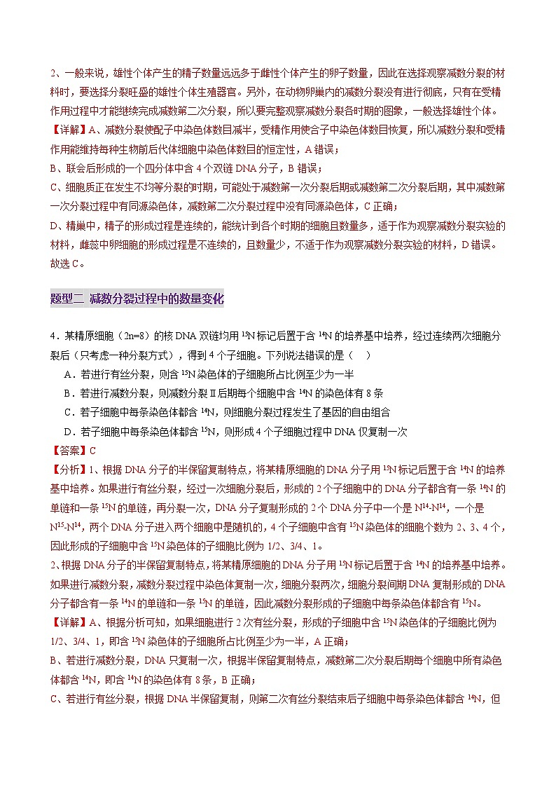 高考生物一轮复习讲练测第13讲 减数分裂和受精作用（练习）（解析版）第3页