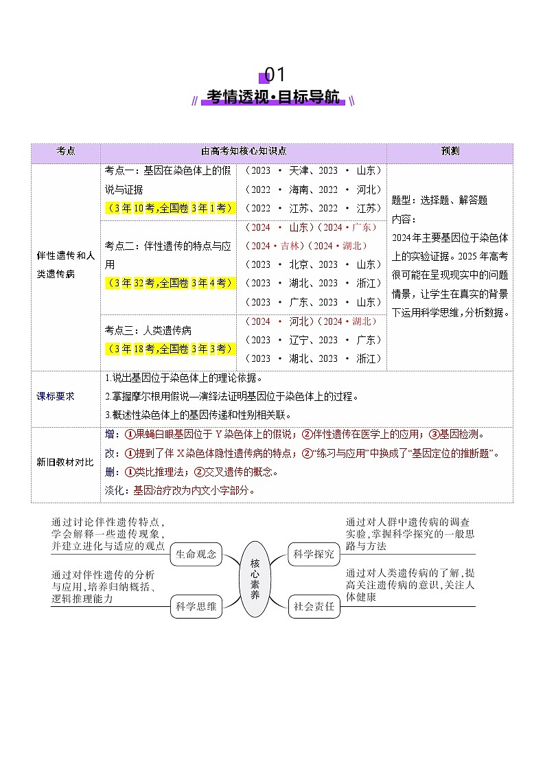 高考生物一轮复习讲练测第17讲 伴性遗传和人类遗传病（讲义）（原卷版）第2页