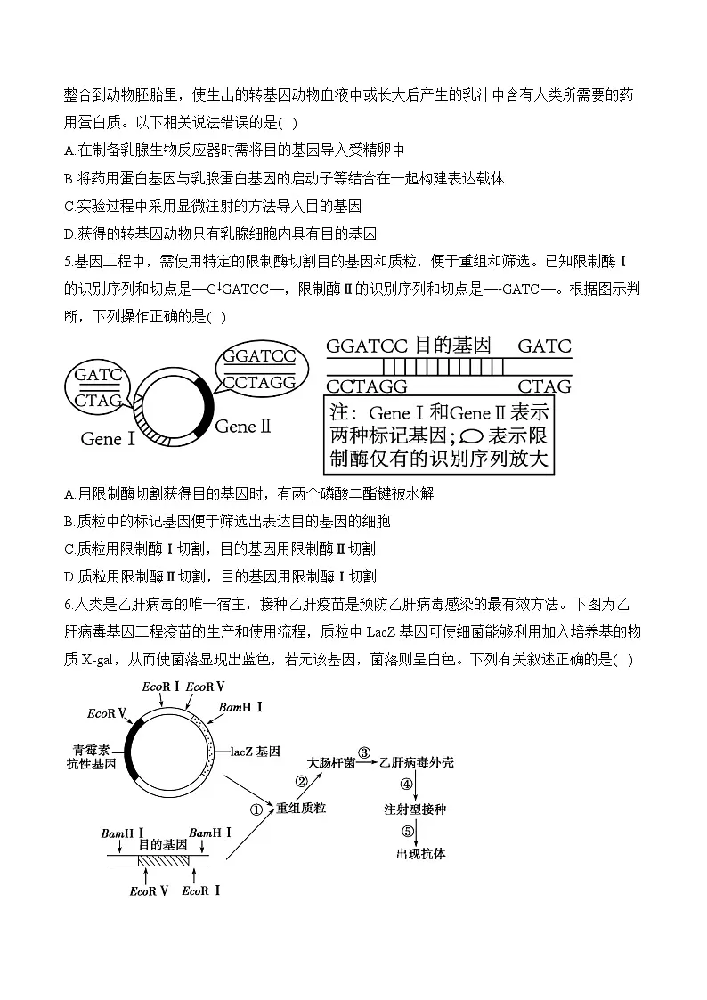 高考生物一轮复习考点剖析练习专题一0八 基因工程与蛋白质工程（含解析）第2页