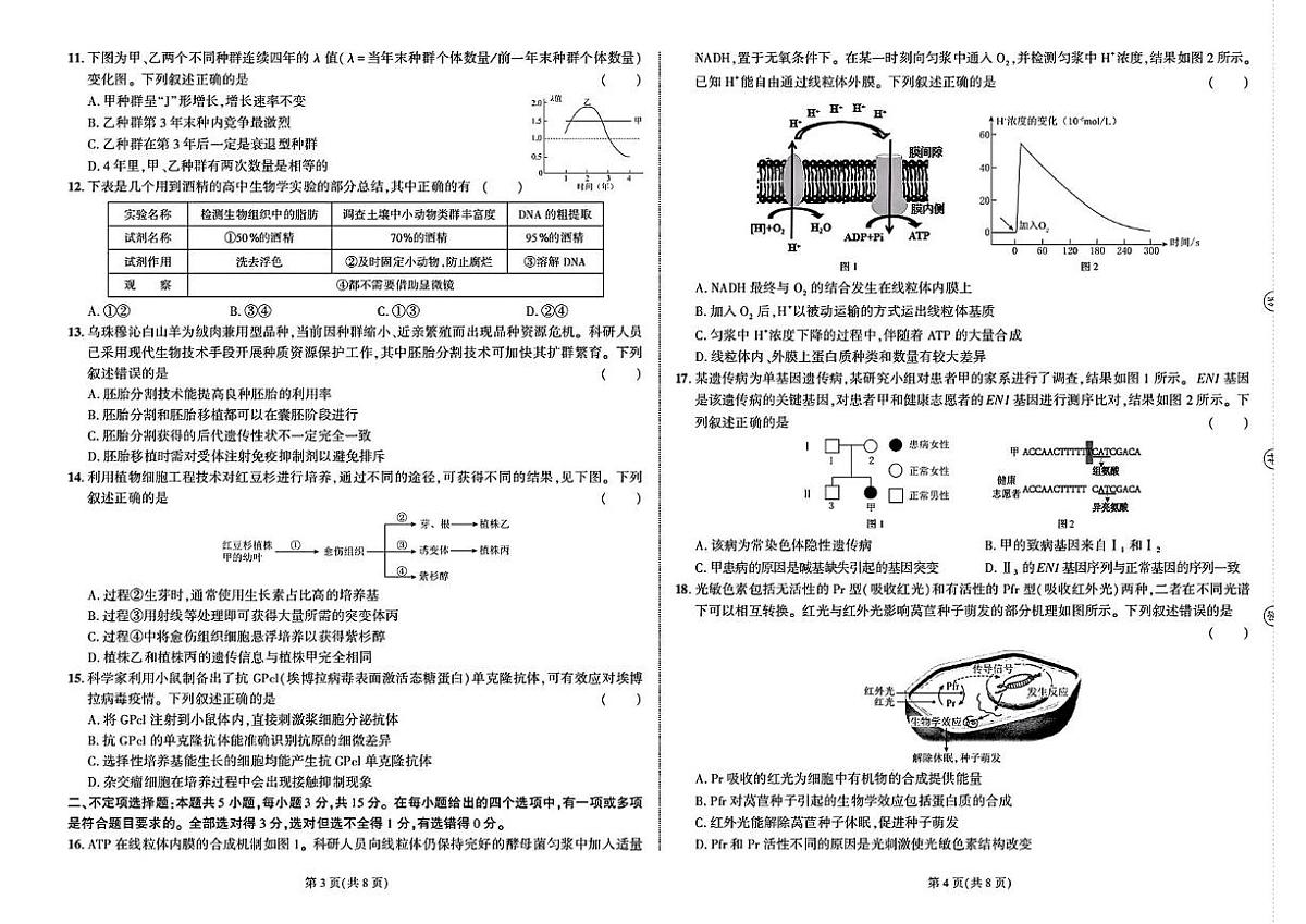 东三省名校联盟 ”高考最后一卷“2025届联合高考模拟考试 生物试题（含答案）第2页