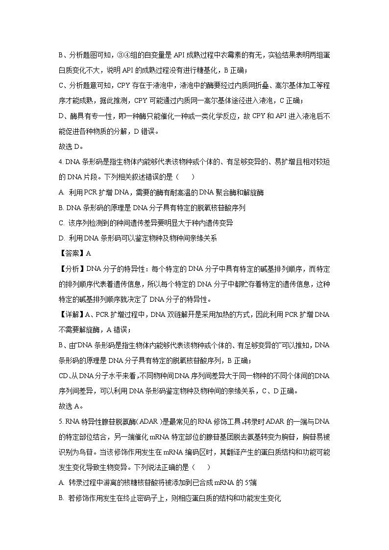 河南省许昌市2024-2025学年高三三模生物试题（解析版）第3页