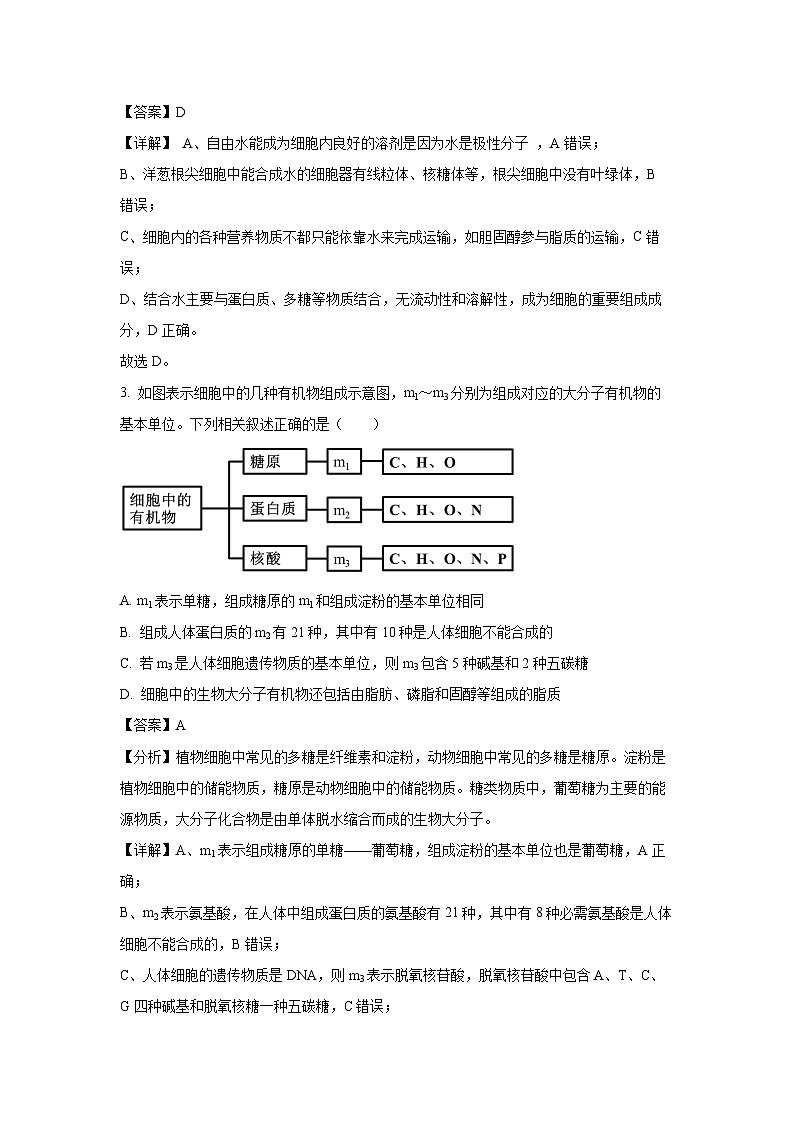 山西省大同市部分学校2023-2024学年高一下学期3月月考生物试题（解析版）第2页