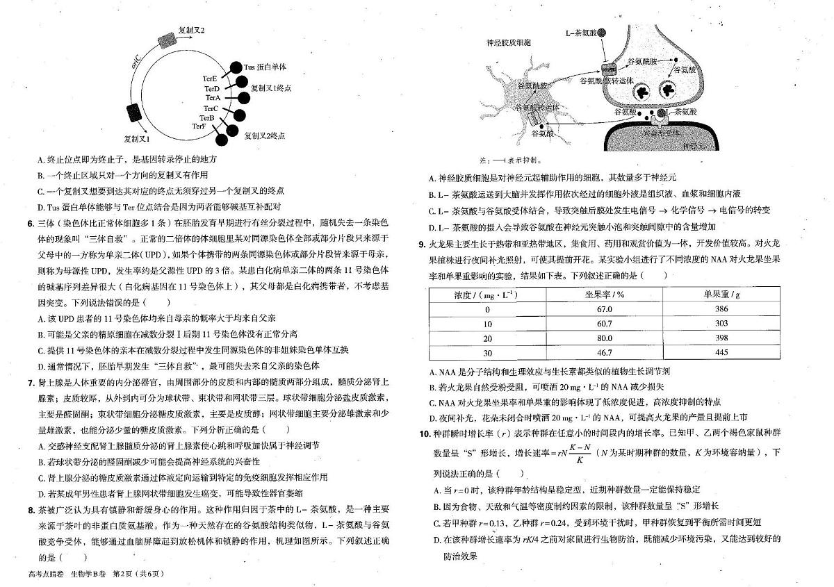 2025年河北省普通高中学业水平选择性考试生物生物高考点晴卷B（高考模拟）第2页