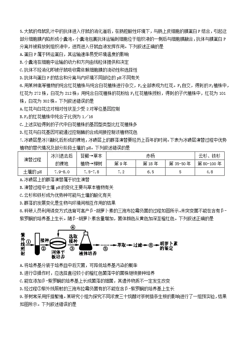 浙江省宁波市2023_2024学年高三生物下学期3月联考试题二模第2页