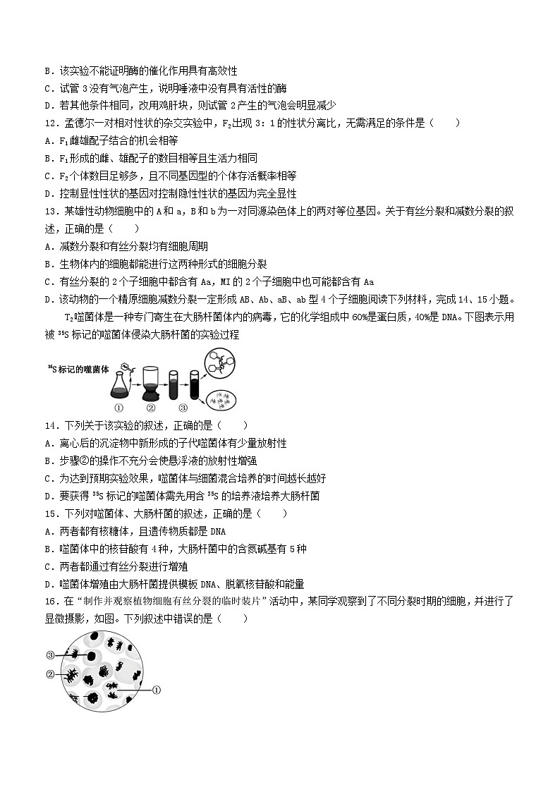 浙江省丽水市2023_2024学年高一生物下学期4月联考试题第3页