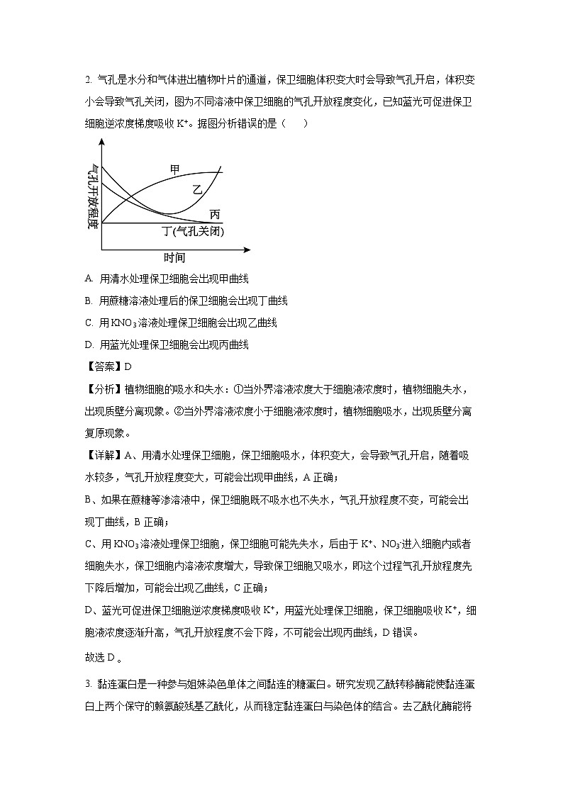 2025届山东省泰安市高三二模生物试题（解析版）高考模拟第2页