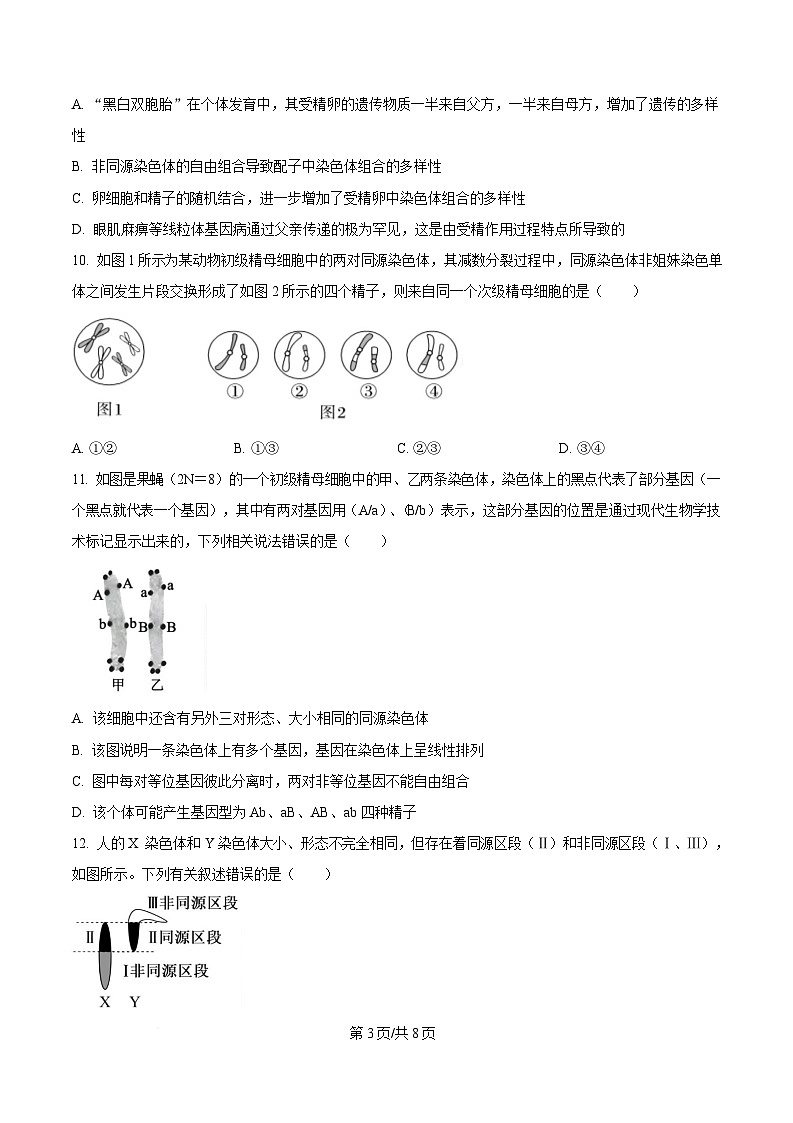 四川省内江市资中县第二中学2024-2025学年高一下学期4月期中生物试题（原卷版）第3页