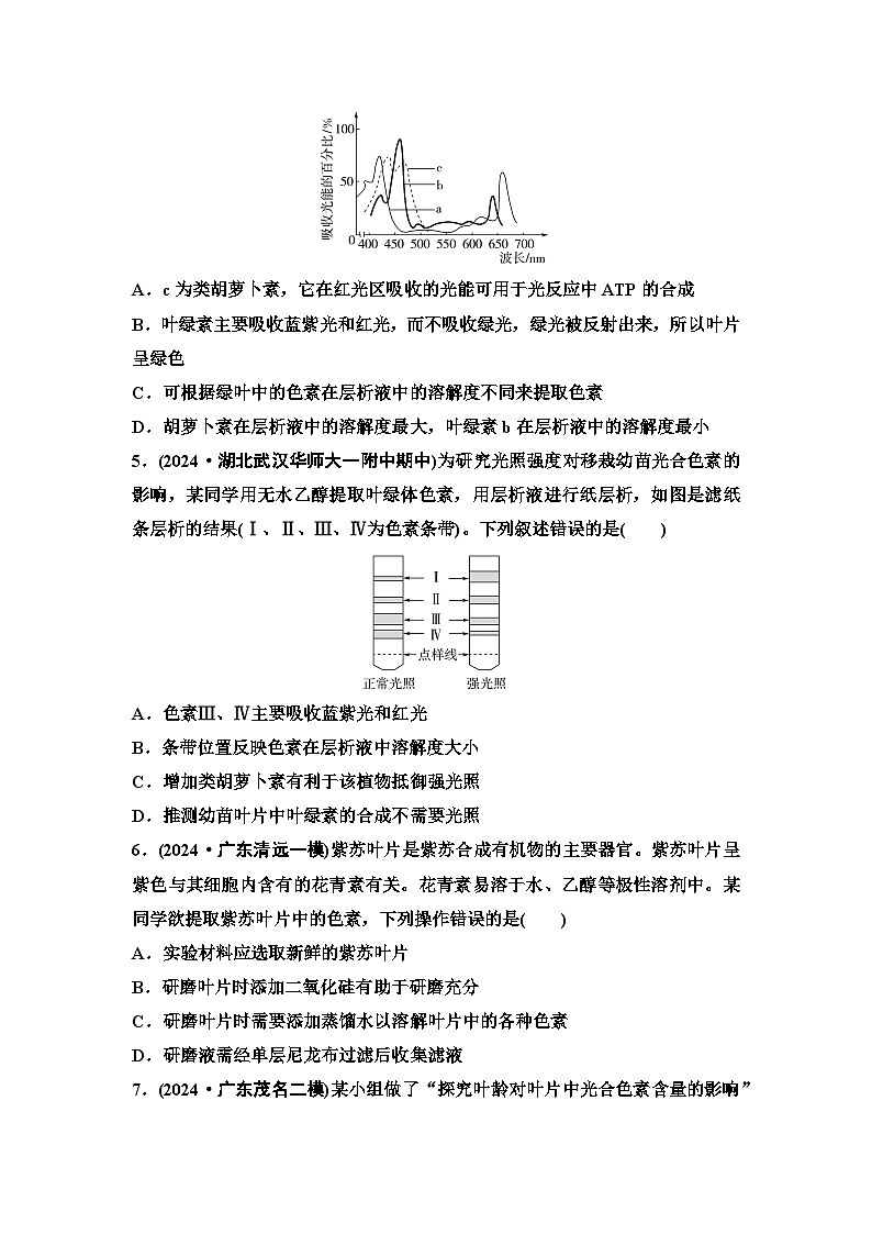 2026届高考生物学（通用版）一轮复习课时数智作业10　捕获光能的色素和结构第2页