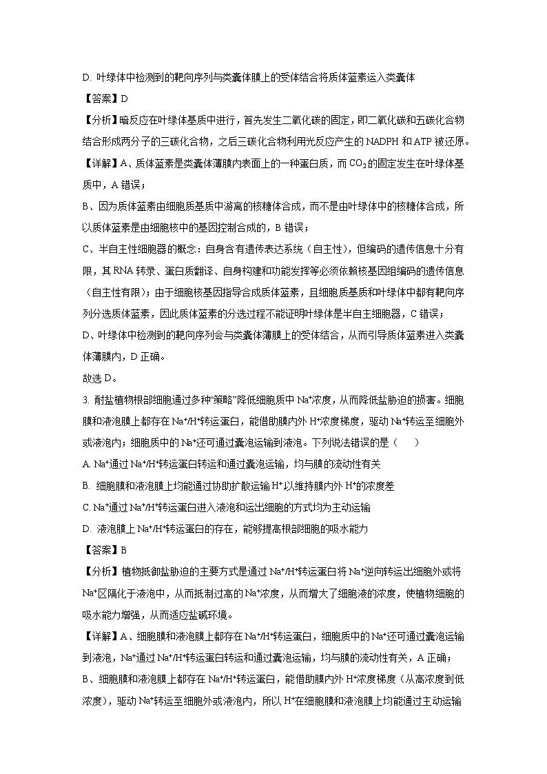 河南省豫东部分名校2025届高三三模生物试卷（解析版）第2页