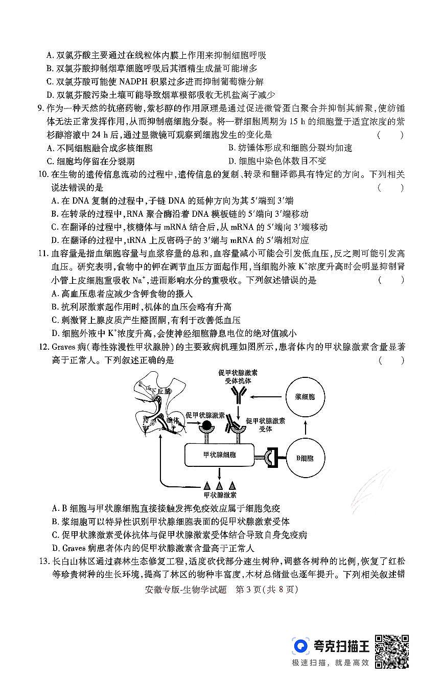 王后雄 高考押题预测卷 2025安徽专版 生物第3页