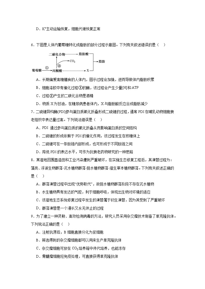 2025届浙江省六校联盟高三下学期5月模拟预测生物试题（无答案）第2页