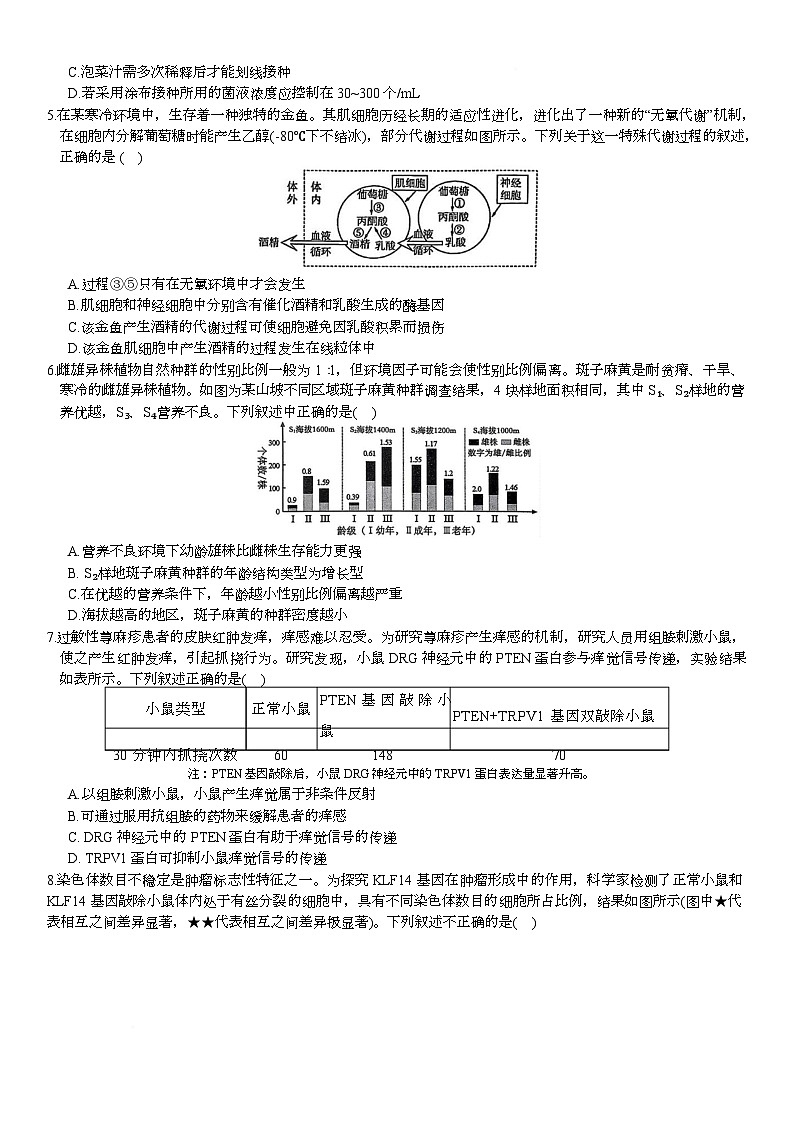 2025届重庆市育才中学高三模拟考试（一）生物试卷及答案 2025届重庆市育才中学高三模拟考试（一）生物试卷第2页