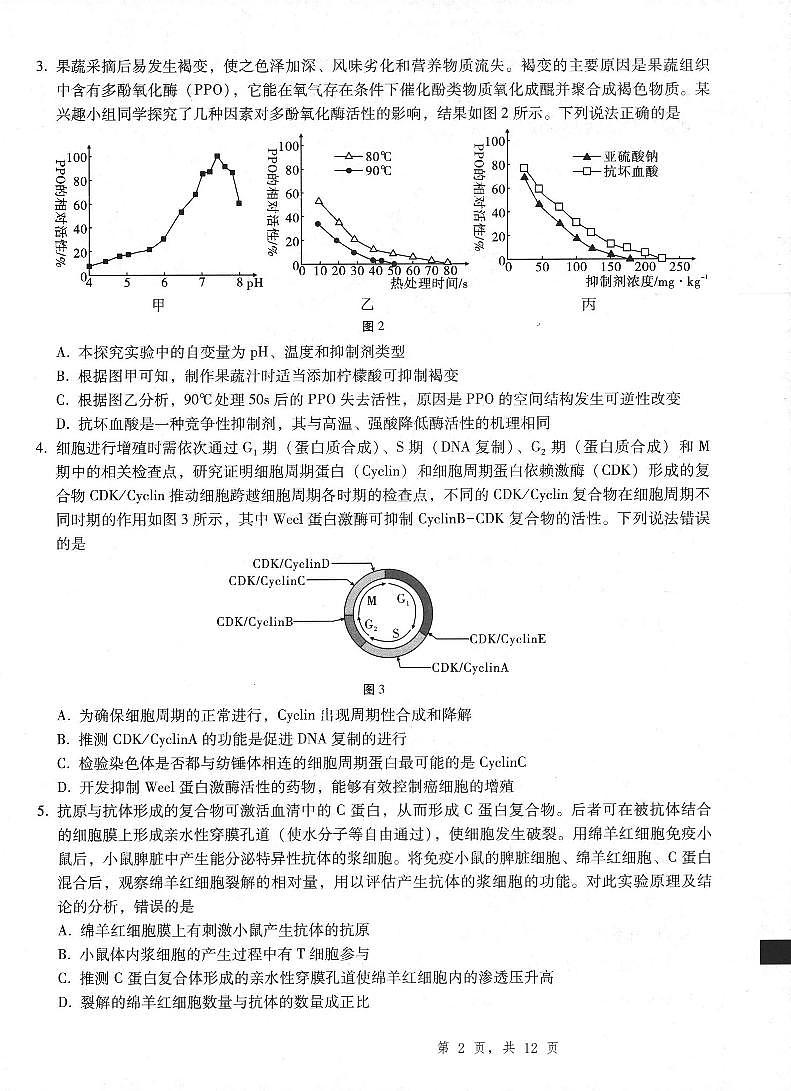 重庆市第八中学2025届高三5月适应性月考卷（八）生物第2页