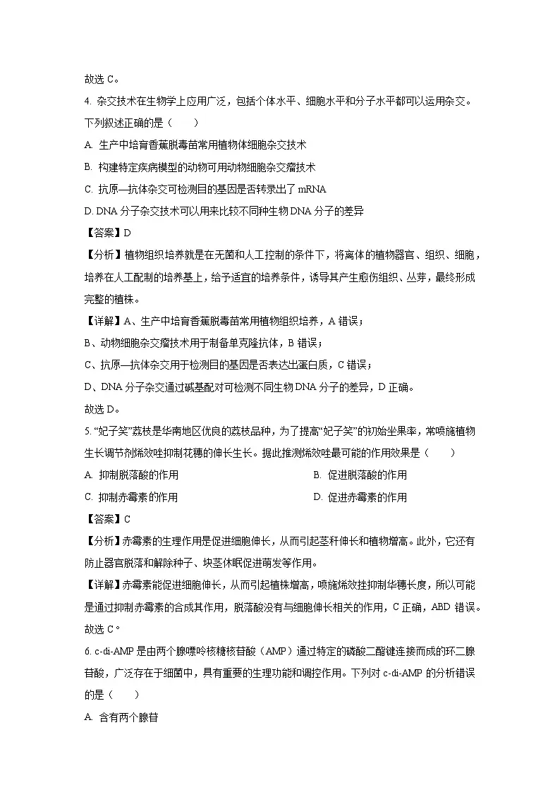 广东省湛江市2025届高三5月联考生物试卷（解析版）第3页