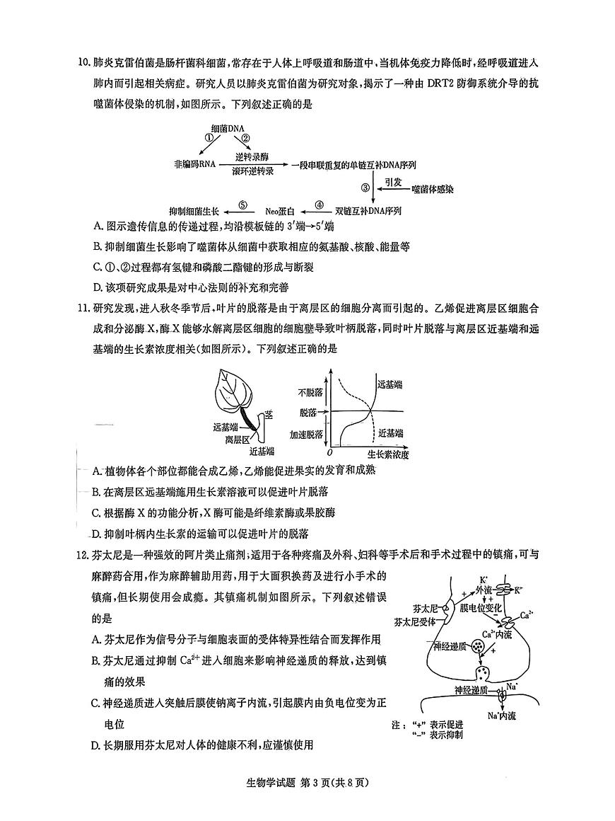 2025年湖南名校联考联合体高考考前仿真模拟联考(三)生物学试题第3页