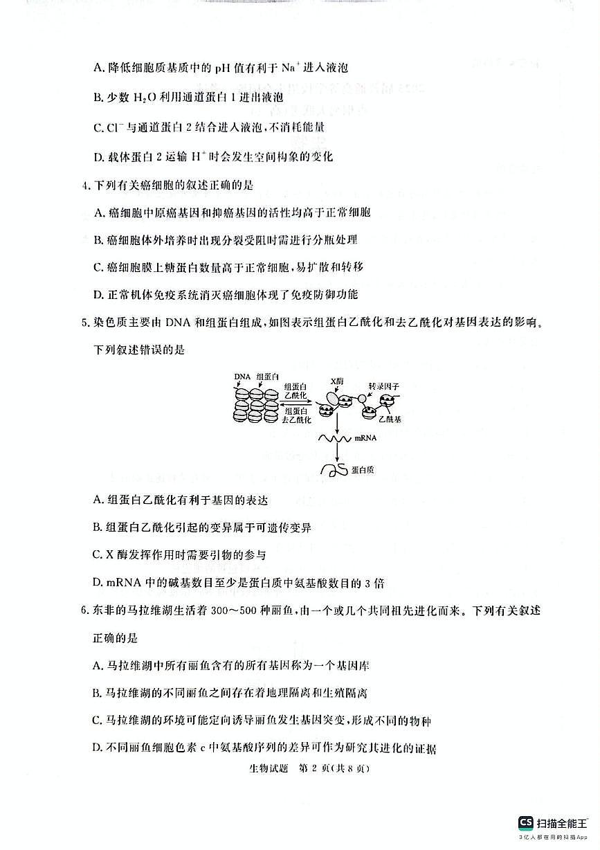 2025届河南省部分学校高三下学期5月全真模拟卷生物试题（高考模拟）第2页