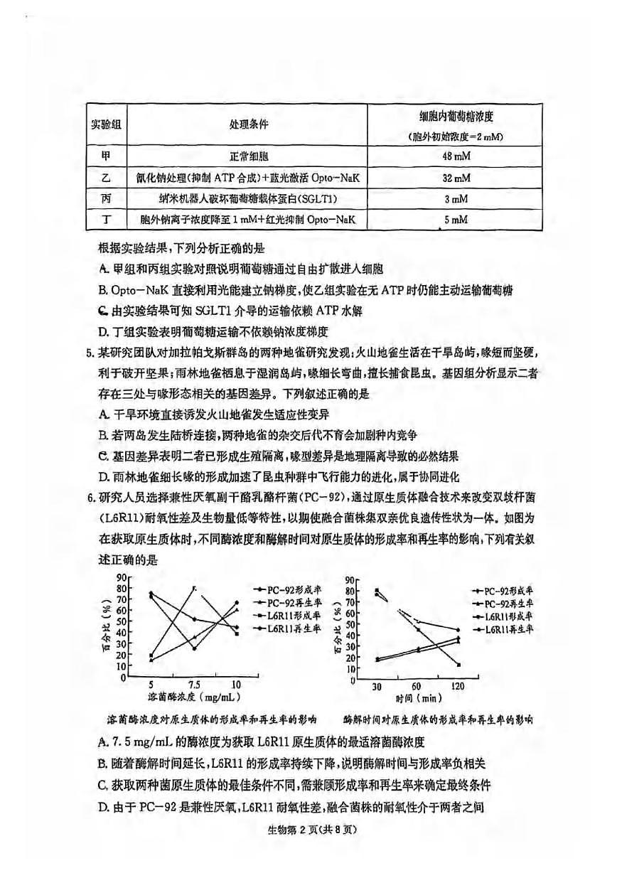 2025届四川省大数据联考高三下学期5月第二次教学质量测评生物试卷（高考模拟）第2页