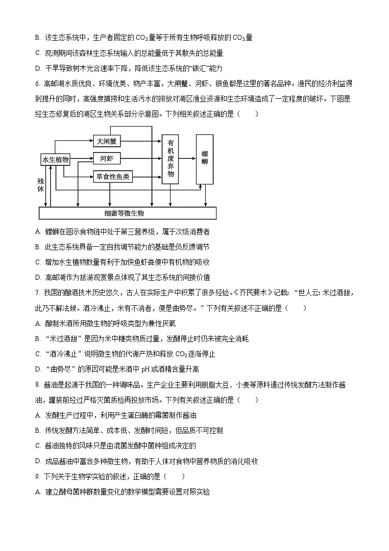 2025届吉林省吉林市实验中学高三一模生物试题（高考模拟）第2页