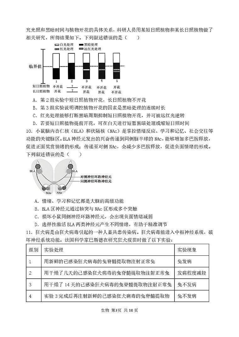 25届麓山国际高三二模生物考试试卷第3页